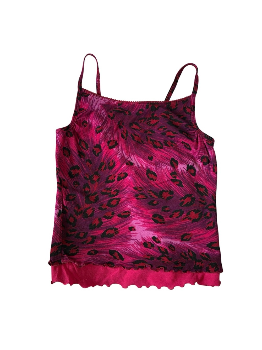 GUESS Fuchsia and Black Animal-Print Mesh Cami Lingerie Top